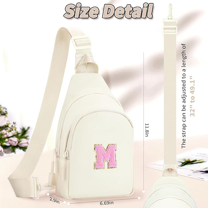 Birthday Gift for 5 6 7 8 9 10 11 12 13 14 15 16 Year Old Girls Fanny Pack Crossbody Bags for Women,Cute Trendy Stuff - Cream,M