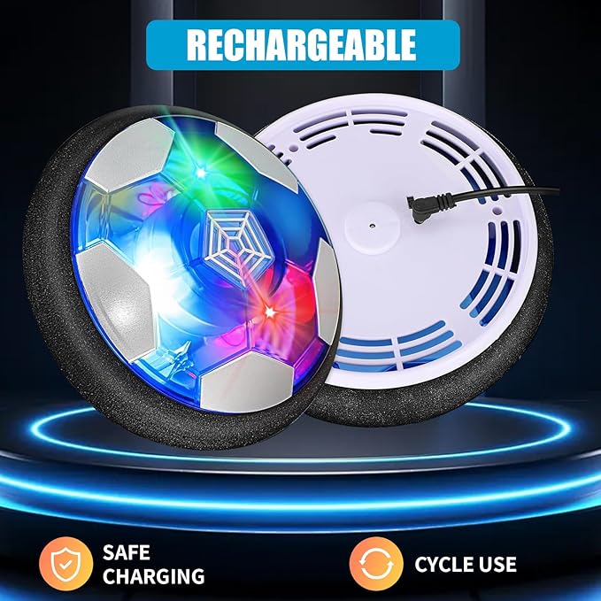 Hover Soccer Ball Set, Indoor Soccer Ball 4 in 1 Rechargeable Air Power Soccer with LED Lights and Foam Bumper Protection Gifts for Boys Girls 3 4 5 6 7 8-12 Year Old Kids
