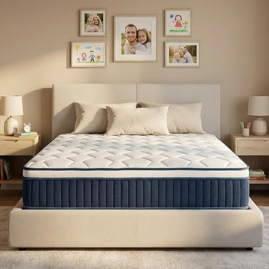 12 Inch Full Hybrid Mattress, Medium Firm with Memory Foam and Zoned Pocket Springs for Enhanced Lumbar Support and Pressure Relief