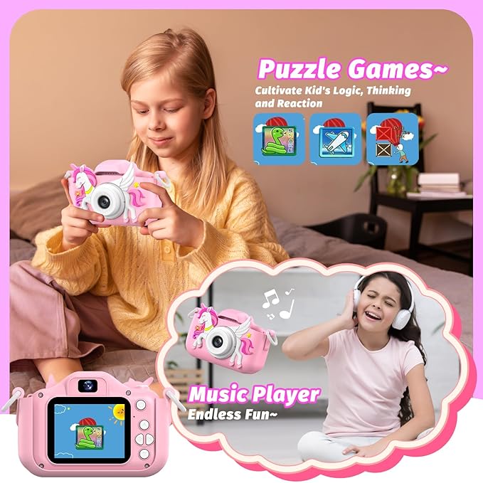 Kids Camera Toy, masterbee Children Camera Toys for Kid Age 3-12, Christmas/Birthday Gifts for Girls, 1080P HD Video Kids Digital Camera, Gift for 3 4 5 6 7 8 9 10 11 12 Year Old Girl