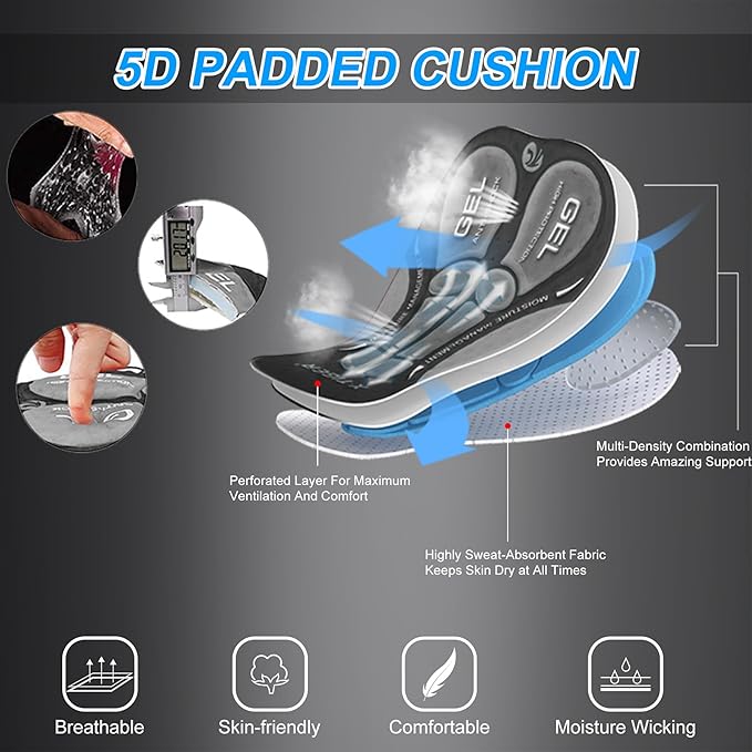 X-TIGER Men's Cycling Shorts with Back Pocket,5D Gel Padded Bike Shorts for Men,Mountain Road Biking Riding Half Pants Tights