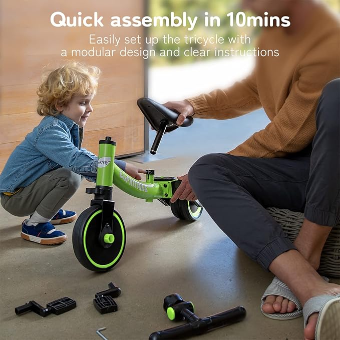 besrey 5 in 1 Toddler Bike for 1 Year to 4 Years Old Kids, Toddler Tricycle Kids Trikes Tricycle, Toys for Boy & Girl, Balance Training, Removable Pedals