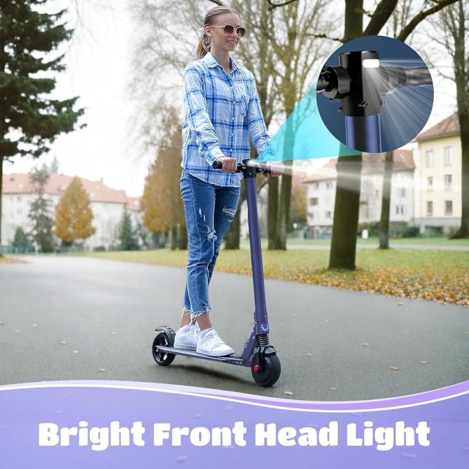 Caroma Electric Scooter for Kids Ages 6-14, 250W Motor Foldable Kids Electric Scooter,160 Mins Ride Time & 3 Speeds (6/10/15 Mph), LED Display & Dual Brake,Best Gift for Girls and Boys