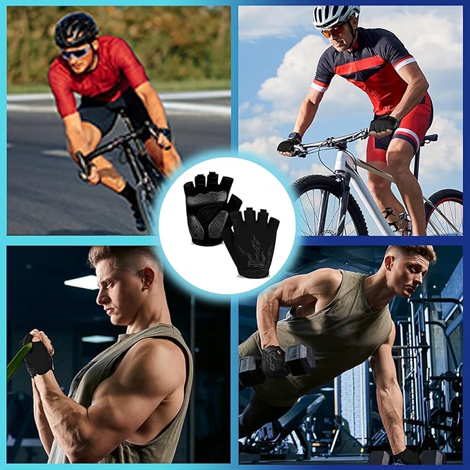 MOREOK Cycling Gloves Bike Gloves for Men/Women-[5MM Gel Pad] Half Finger Bicycle Biking Gloves for Cycling/Weight Lifting/Gym/Motorcycle/Rowing/Outdoor Sports