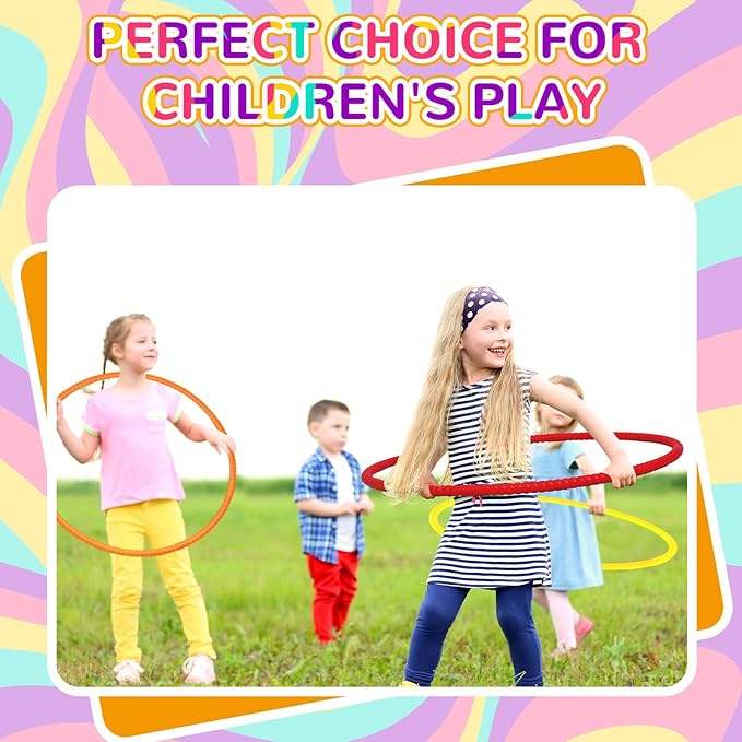 Sratte 12 Pcs Toy Hoop for Kid Detachable Adjustable Toy Hoop Colored Exercise Ring Plastic Circle for Kid Teen Gymnastics Equipment Require Self Assembly(28 Inch,Warm Colors)