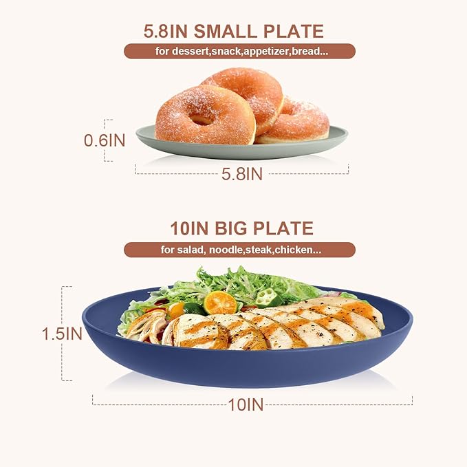 Wheat Straw Dishes Sets for 8, Reusable Plastic Dinnerware Sets 32-Piece, Plates Set, Bowls Set, Tumblers, Microwave Safe Plate and Bowl Set for Dinner,Kitchen, Camping - Island Series