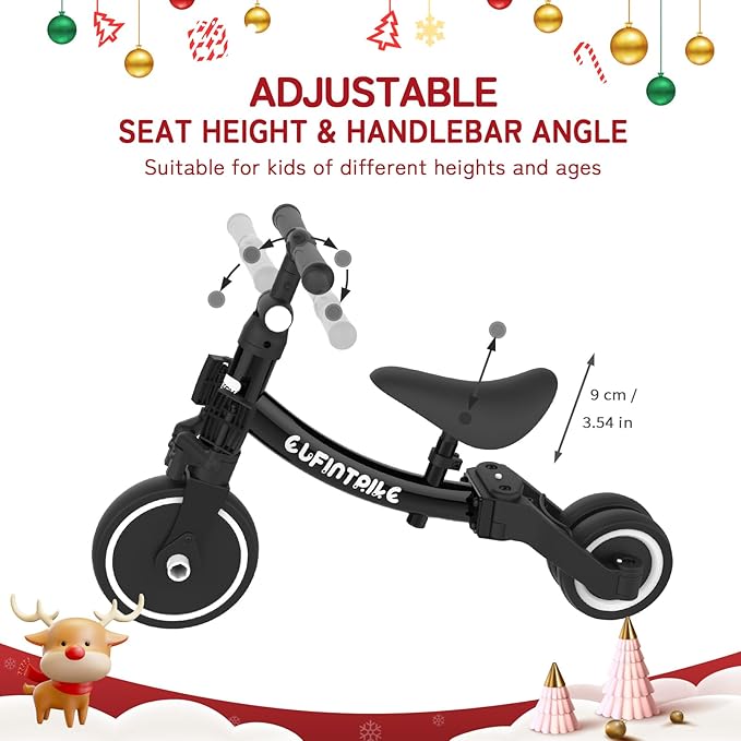 besrey 5 in 1 Toddler Bike for 1 Year to 4 Years Old Kids, Toddler Tricycle Kids Trikes Tricycle, Toys for Boy & Girl, Balance Training, Removable Pedals