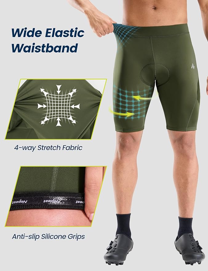 Nepest Men's Bike Shorts 4D Padded Cycling Road Biking Riding Biker Bicycle Mountain Cycle Shorts Zipper Pockets