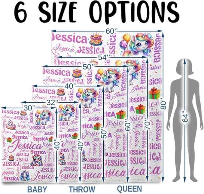 Custom Baby Girl Blanket with Name Personalized Cute Blanket Customized Soft Throw Blanket for Newborn Toddler Teens Baby Shower Birthday