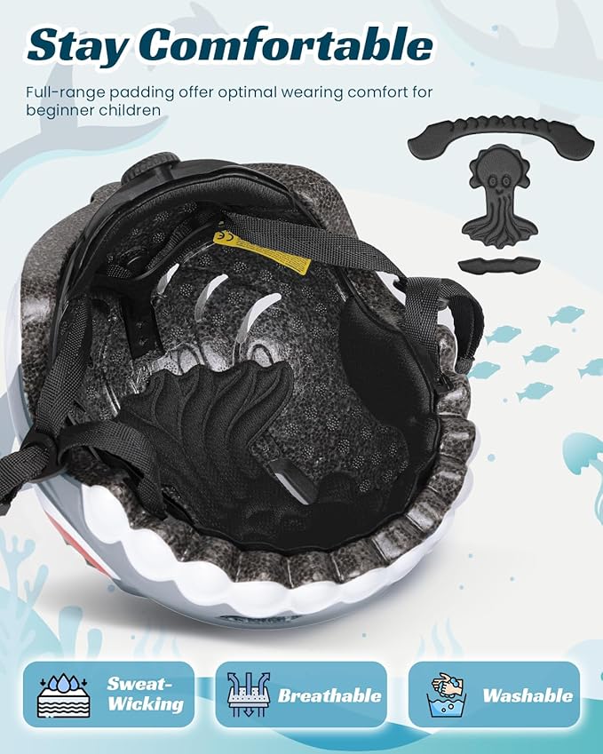 Bike Helmet for Kids 3-5-8 Toddler Bike Helmet Animal 3D Cartoon Boys Girls Safety Adjustable Kids Helmet and Pads Set for Cycling Scooter Skateboard