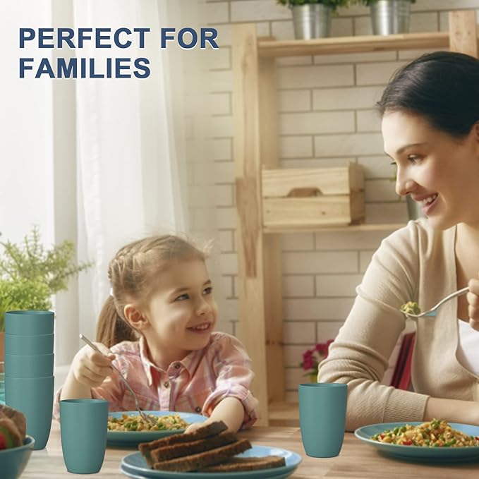 Wheat Straw Cups 6 PCS Good Alternative to Plastic Reusable Cups 20 oz Unbreakable Drinking Cup Reusable Dishwasher Safe Water Plastic Glasses Green