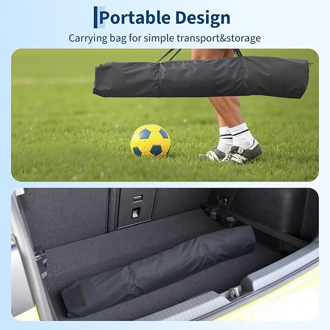 12x6 FT Soccer Goal for Backyard, Portable Soccer Net with Sturdy Metal Base, Easy Assembly Soccer Training Equipment for Indoor Outdoor Use, Collapsible with Carry Bag
