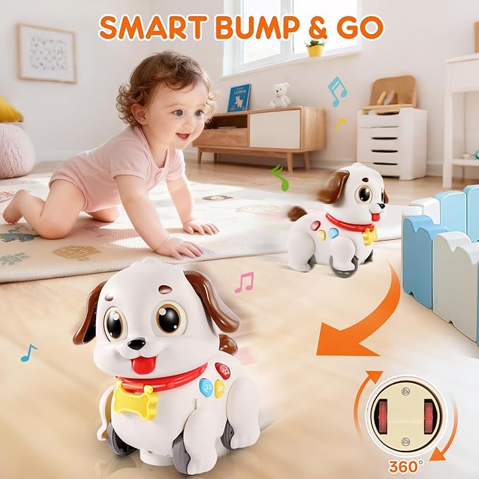 LUDILO Learning Toys for 1 Year Old Boy Girl Gifts: Pull Along Crawling Toy Musical Puppy 6 7 8 9 10 12 18 Month Old Baby Toy 1st Birthday Gifts for Boys Girls Toddler Infant Baby Toys 6-12-18 Months