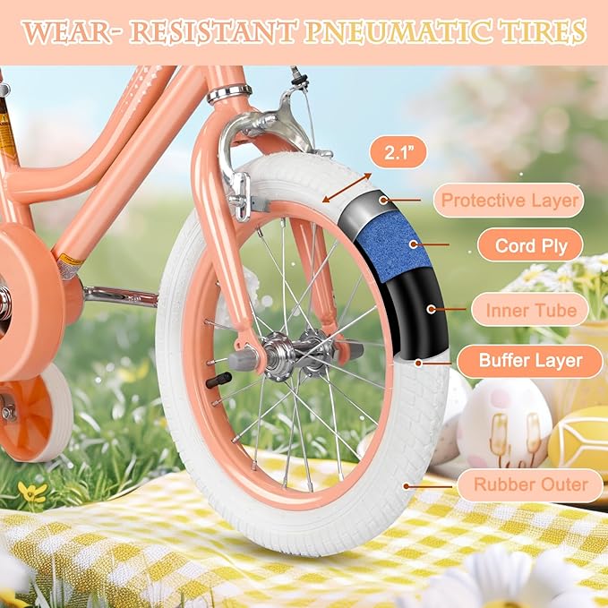 XJD Girls Bike for Toddlers and Kids Ages 2-12 Years Old,12 14 16 Inch Kids Bike with Training Wheels & Basket