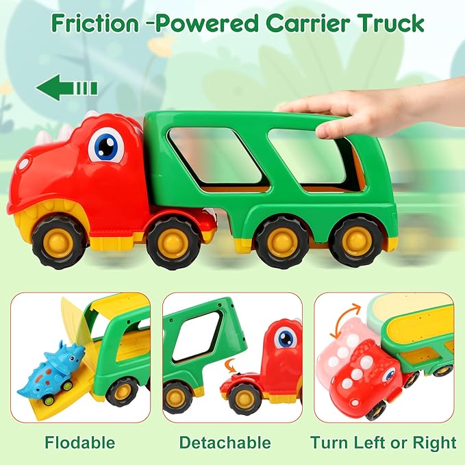 Nicmore Toddler Toys Car Dinosaur Truck for Boys: Toys for 2 3 4 5 Year Old Boy Girl | Carrier Truck Dinosaur Trucks for Kids 3-5 Toys for Age 2-3 2-4 18-24 Month Birthday Gifts for Boy