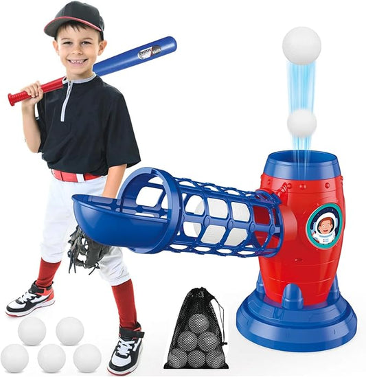 Baseball Set RC Pitching Machine with Plastic Baseball Bat for Toddler Kids Sports & Outdoors Toys - Training Equipment & Batting Practice Toys Gifts for Youth Boys & Girls