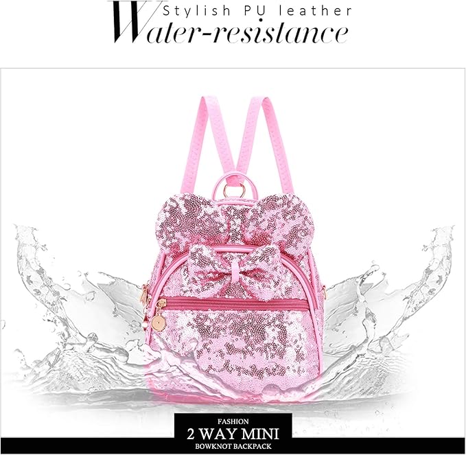 KL928 Girls Mini Backpack Bowknot Polka Dot Cute Small Daypacks Convertible Shoulder Bag Purse for Women