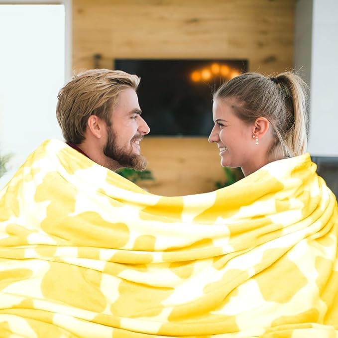 Yellow Throw Blanket for Bed - Cute Plush Soft Fleece Decorative Blanket for Couch - Bright Lemon Yellow Gifts for Women Girls Teens Birthday 50x60 Inch