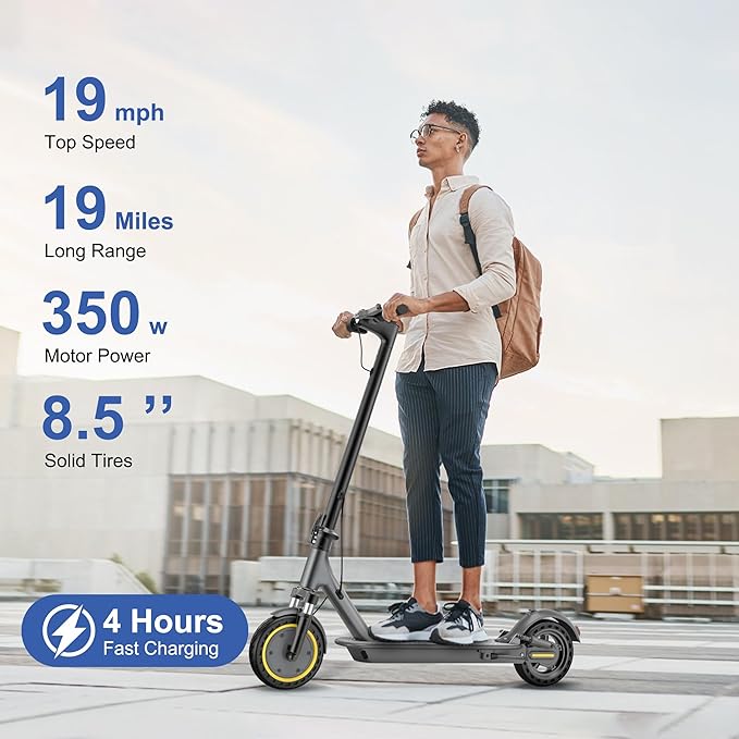 NAVIC Electric Scooter Adults,Max 19/27 Miles Ranges,Top Speed 19/22 mph,350/500W Peak Motor, Folding E-Scooter with Dual Braking Dual Suspension
