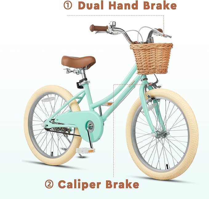 Petimini Girls Bike with Basket for 2-12 Years Old Kids, 12 14 16 18 20 Inch Bicycle with Bell Training Wheels Basket, Multiple Colors