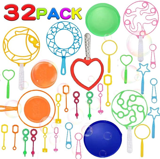 Bubble Wands Set, 32pcs Bubble Wands Toy Set Large Bubble Wand Bulk for Kids Summer Outdoor Activity Party Birthday