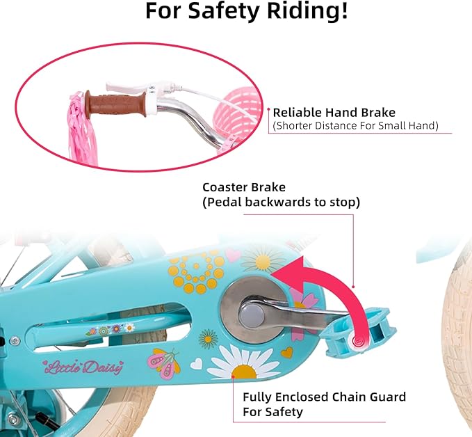 JOYSTAR Little Daisy Kids Bike for Girls Boys Ages 2-7 Years, 12 14 16 Inch Girls Bikes with Doll Bike Seat & Streamers, Boys Bike with Flag & Number Plate, Multiple Colors