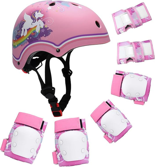 Adjustable Toddler Helmet, Kids Bike Helmets for Boys Girls 3-5/4-6/5-8 Years, Protective Gear Set for Bicycling/Skateboarding/Rollerblading/Scootering