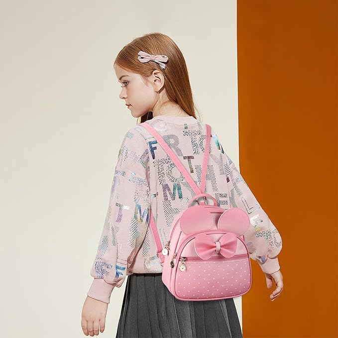 KL928 Girls Mini Backpack Bowknot Polka Dot Cute Small Daypacks Convertible Shoulder Bag Purse for Women