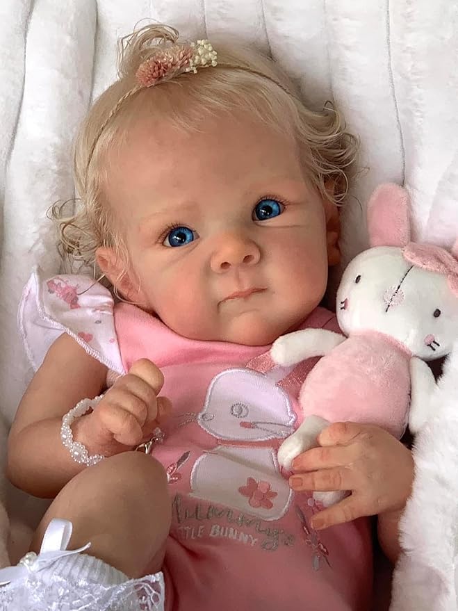 MAIHAO Reborn Baby Dolls Blonde Girl Lifelike Baby Dolls Realistic 19-Inch Reborn Doll Girl Vinyl Body Open Eyes Newborn Real Life Baby Gifts/Toys for Collection & Kids Age 3+