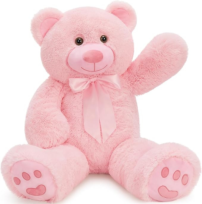MorisMos Big Teddy Bear Stuffed Animal 36 inch, Large 3ft Teddy Bear Plush Toy, Big Stuffed Bear Gifts for Kids, Girls, Girlfriend, Women on Baby Shower, Valentine, Christmas, Birthday (Pink)