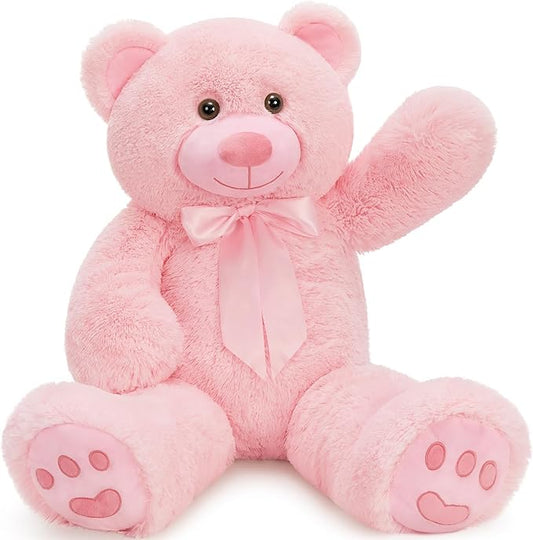 MorisMos Big Teddy Bear Stuffed Animal 36 inch, Large 3ft Teddy Bear Plush Toy, Big Stuffed Bear Gifts for Kids, Girls, Girlfriend, Women on Baby Shower, Valentine, Christmas, Birthday (Pink)