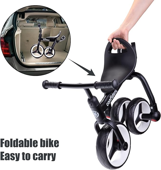 YGJT 4 in 1 Tricycle for Toddlers Age 2-5, Folding Toddler Bike Kids Trike Tricycles with Adjustable Seat and Removable Pedal, Baby Balance Bike Ride-on Toys Gift for Baby Boys Girls Birthday