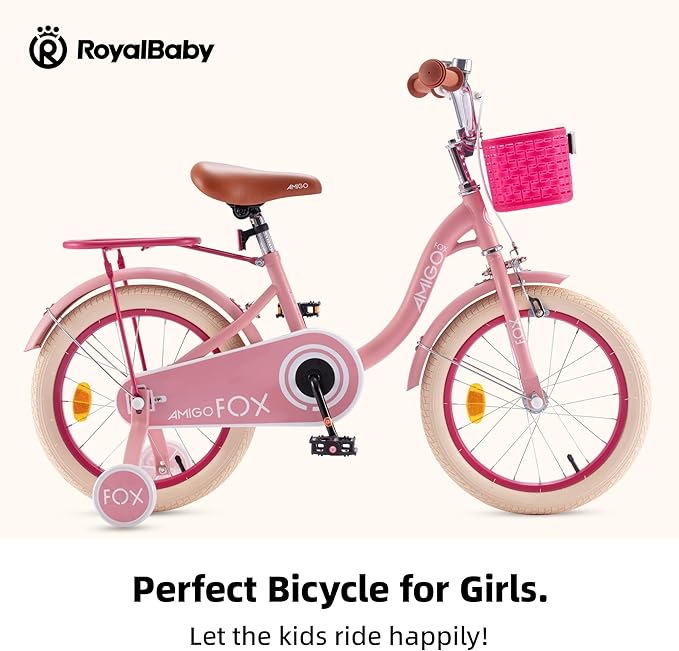 Royalbaby Princess Girls Kids Bike 12 14 16 18 20 Inch Children Bicycle with Basket for Age 3-12 Years