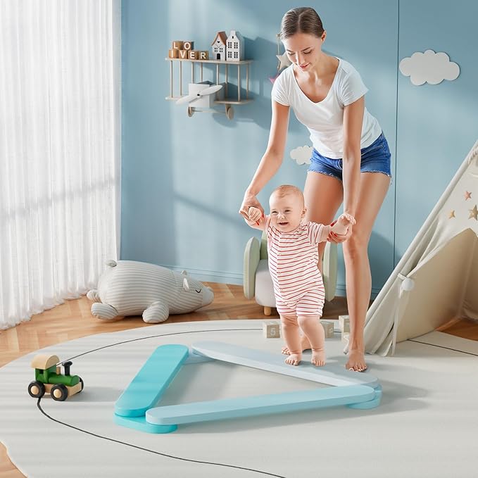 BlueWood Balance Beam for Kids 3-5, Toddler Sensory Wooden Toys and Stepping Stones, Build Coordination Gymnastics Obstacle Motor Skill for Kid