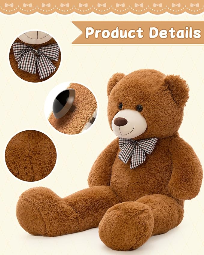 MaoGoLan Giant Teddy Bear Plush Toy - Ultra Soft & Cute Large Stuffed Animal 39 inches, Perfect for Baby Showers, Birthdays, Valentine’s Day Gifts (Kids, Couples, Family),Dark Brown