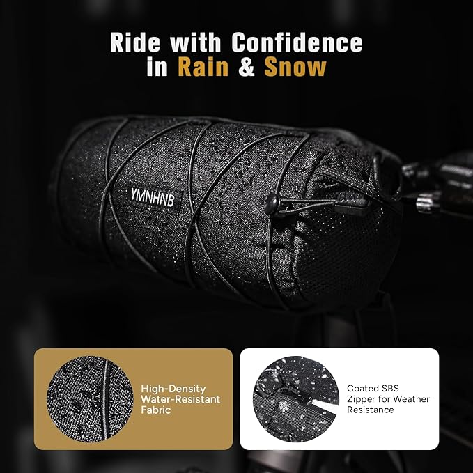 Bike Handlebar Bag, Waterproof Bicycle Storage Pouch, Cylindrical Handlebar Bag with Shoulder Strap & Elastic Cord, Fits Road & Mountain Bikes