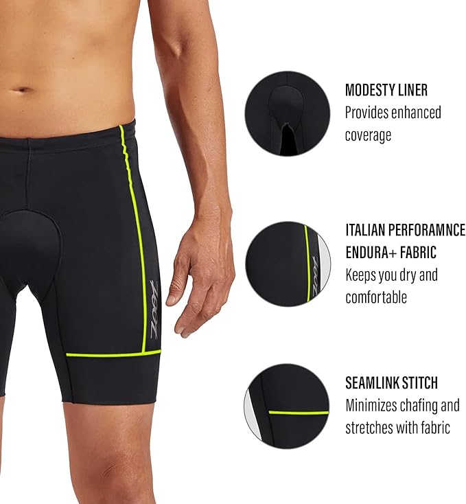 Zoot Men’s Core 7-Inch Tri Shorts, Quick Dry Performance Triathlon Shorts with Cycling Chamois Pad, Pockets & UPF 50+ Fabric