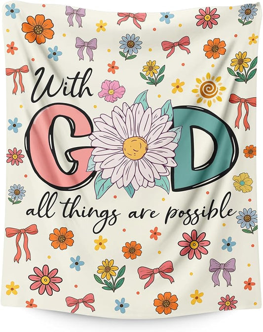 Blanket for Women Girls, Christian Throw Blanket Gifts for Kids Teens Adults, 50"x60" Cute Soft Flannel Cozy Comfy Blankets Gift Lightweight Warm Throws for Couch Sofa Bed Decor