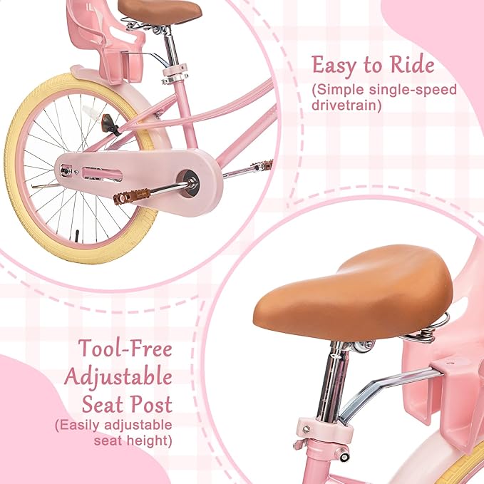 XJD Girls Bike for Toddlers and Kids Ages 2-12 Years Old,12 14 16 Inch Kids Bike with Training Wheels & Basket