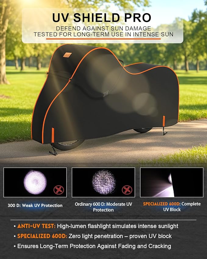 Bike Cover Waterproof Outdoor – 600D Heavy Duty Bicycle Covers for 1/2/3 Bikes – UV Rain Dust Snow Protection – Fits Road, Mountain, Cruiser, Ebike & Electric Bikes