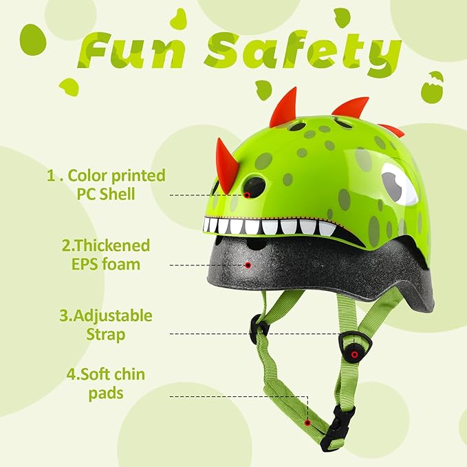 Toddler Kids Bike Helmet, Adjustable and Multi-Sport, 3 Sizes for Ages 1-2-3-5-8-14 Years Child Infant Boys Girls