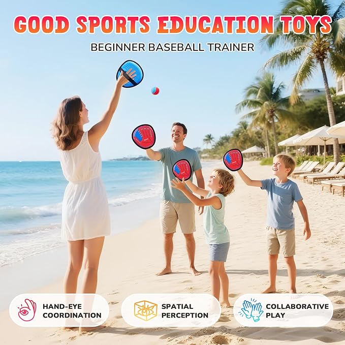 JoyCat Toss and Catch Ball Game Set,Kids Toddler Baseball Glove,Beach Yard Games,Sports&Outdoor Kids Toys,Birthday for 3 4 5 6 7 8 9 10+Year Old Boys Girls