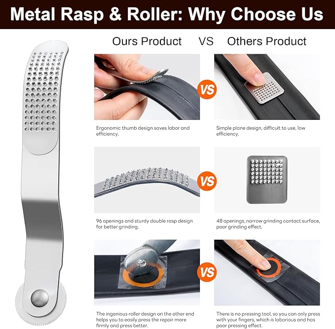 29 PCS Bike Tire Repair Kits - 22 PCS Vulcanizing Patches, Cement, Tire Levers, Metal Rasp & Roller, Valve Wrench, Portable Bicycle Inner Tube Puncture Patch Kit for BMX MTB Road Bike Motorcycle