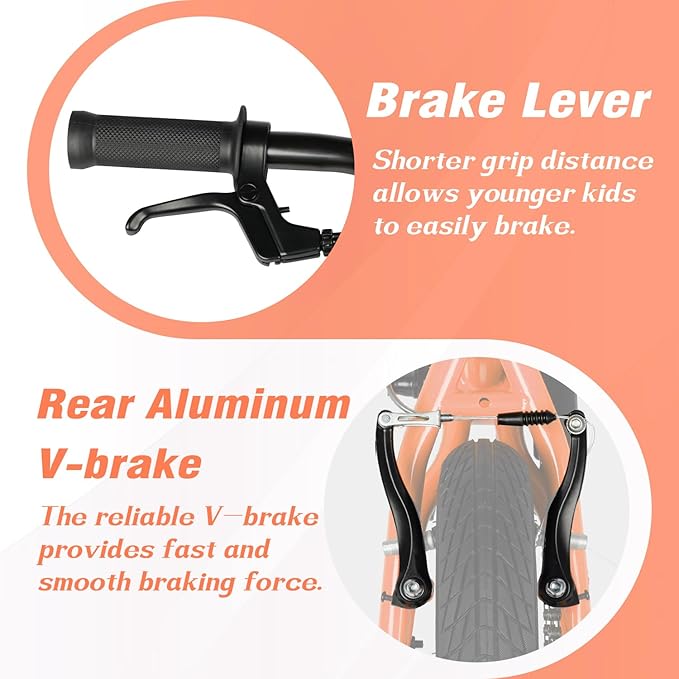 12 14 16 18 Inch Kids Bike BMX Style Bicycle with Training Wheels Coaster Brake for 2-10 Years Old Toddlers Boys Girls Multiple Colors