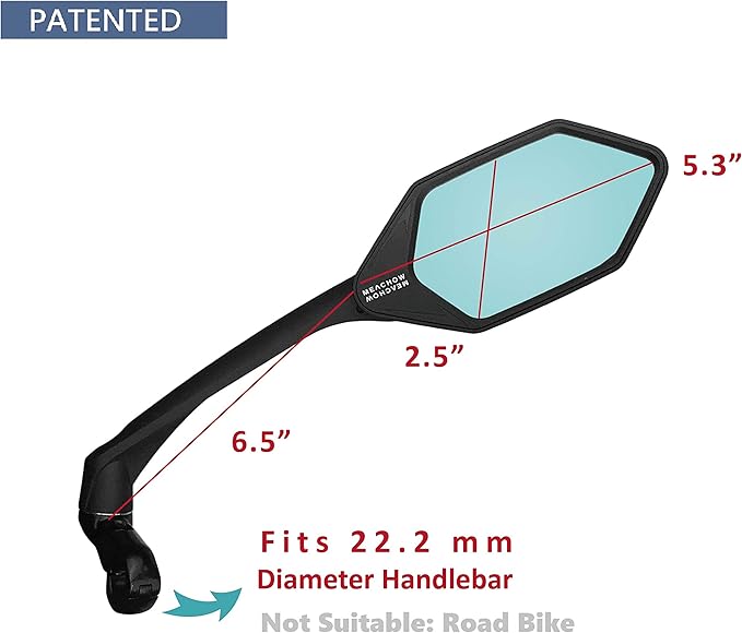 MEACHOW New Scratch Resistant Glass Lens,Handlebar Bike Mirror, Rotatable Safe Rearview Mirror, Bicycle Mirror,ME-007