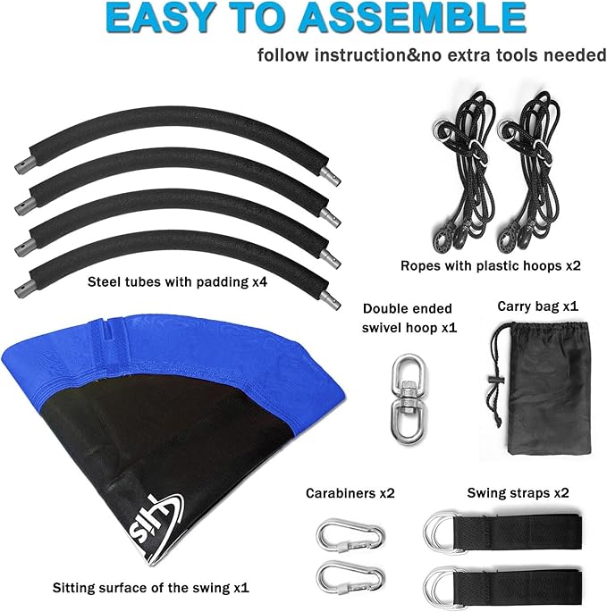 43 inch Saucer Tree Swing for Kids,Durable Textilene Round Swing Heavy Duty, Waterproof and All-Weather Resistant,Swivel,Adjustable Strong Ropes,Easy to Install,Outdoor Playground Backyard