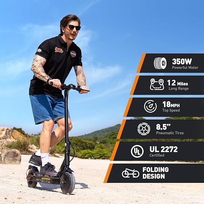 Electric Scooter, 650W/500W/350W Powerful Motor, 22/18 MPH Top Speed, 23/21 Miles Long Range, 10"/8.5" Pneumatic Tires, Smart App, UL Certified Foldable Commuting Electric Scooter for Adults and Teens