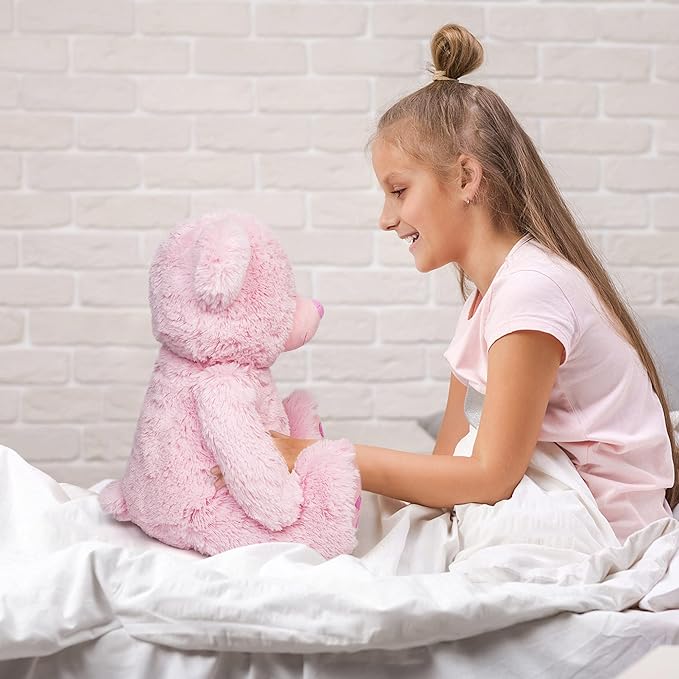 LotFancy Teddy Bear Stuffed Animals, 20 inch Pink Stuffed Bear, Cute Plush Toy with Footprints, Plushies for Kids Baby Toddlers on for Girlfriend, Easter Decoration