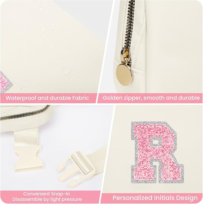 Prize for Girls 8-12, Dance Recital Gifts for Girls Kids, Belt Bag Dance Bag for Teen,Crossbody Bags for Women,Small Travel Waist Packs Kids Fanny Pack Birthday Gifts (Cream, R)