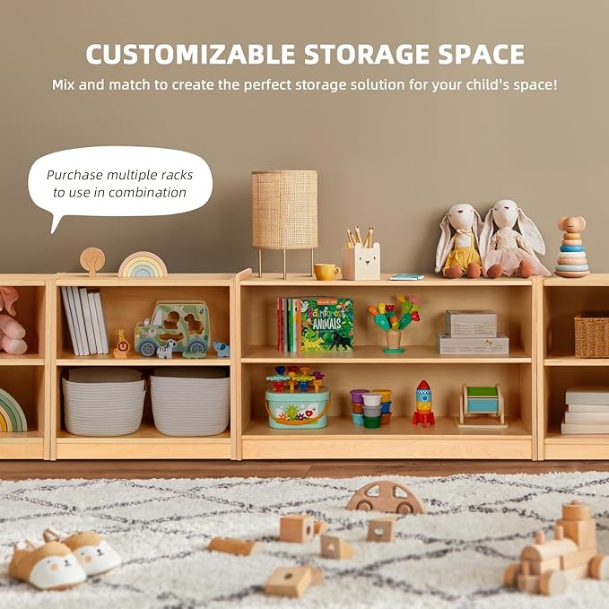 OOOK Montessori Shelf, Toy Organizers and Storage, 2-Tier Toddler Bookshelf Suitable for Classroom, Kindergarten, Kids Room, Playroom and Daycare Center